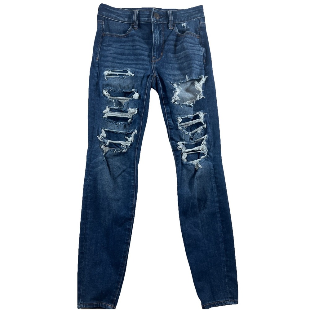 American Eagle Size 2 Short‎ 360 Next Level Stretch Hi-Rise Jegging Distressed - Picture 1 of 10